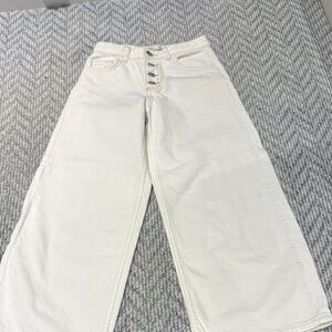 Zara Cream Wide-Leg Jeans size 8